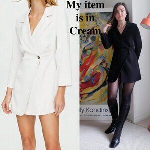 Aritzia Wilfred Cream Audrina Blazer Mini Dress Formal Office Date Night, Sz 10